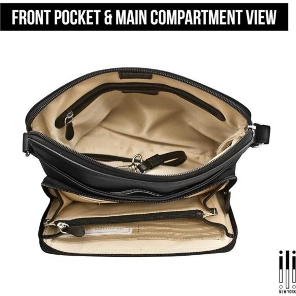 Leather Shoulder Handbag w/Side Organizer - Soft, Smooth w/RFID Blocking Lining - Picture 7 of 7